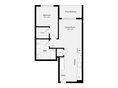 a floor plan of a unit with a bedroom and a living room
